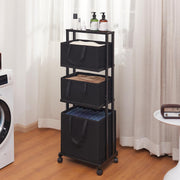 Yorbay Wäschewagen auf Rollen, Badregal aus Bambus mit 4 Fächern - YB008 - Z017B - 11 - Yorbay.de