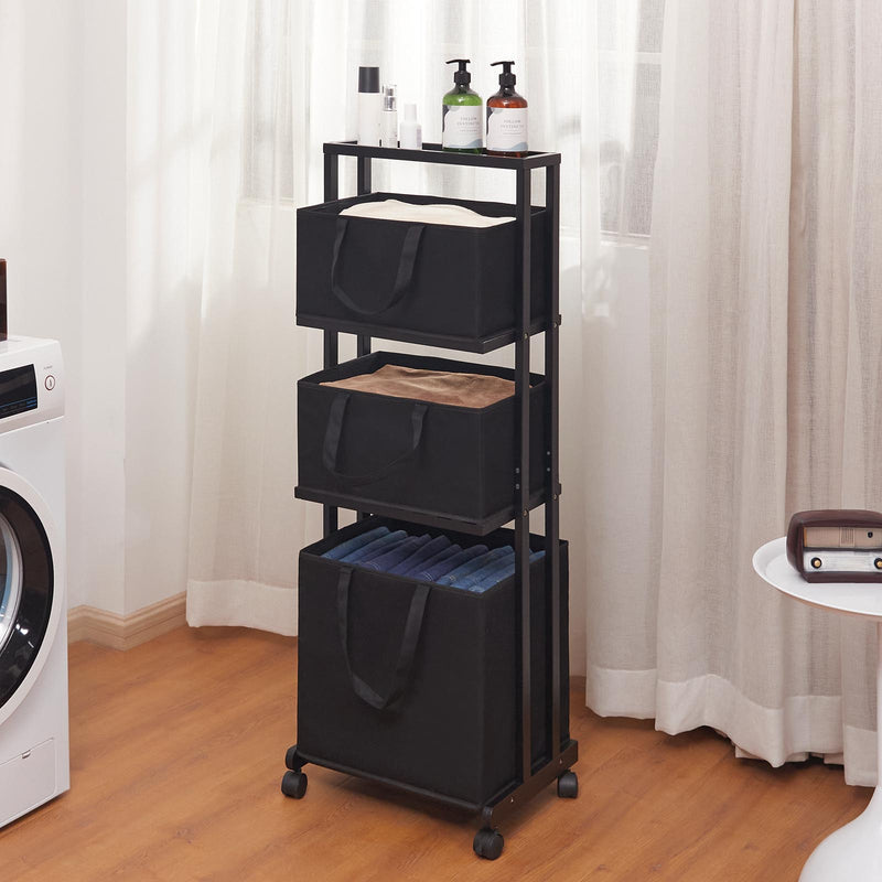 Yorbay Wäschewagen auf Rollen, Badregal aus Bambus mit 4 Fächern - YB008 - Z017B - 11 - Yorbay.de