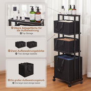 Yorbay Wäschewagen auf Rollen, Badregal aus Bambus mit 4 Fächern - YB008 - Z017B - 14 - Yorbay.de