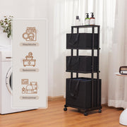 Yorbay Wäschewagen auf Rollen, Badregal aus Bambus mit 4 Fächern - YB008 - Z017B - 16 - Yorbay.de