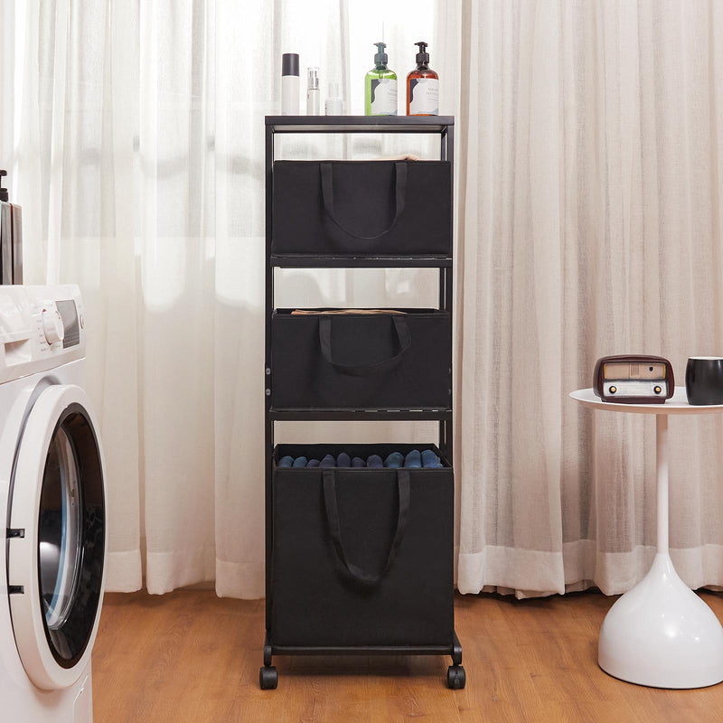 Yorbay Wäschewagen auf Rollen, Badregal aus Bambus mit 4 Fächern - YB008 - Z017B - 18 - Yorbay.de