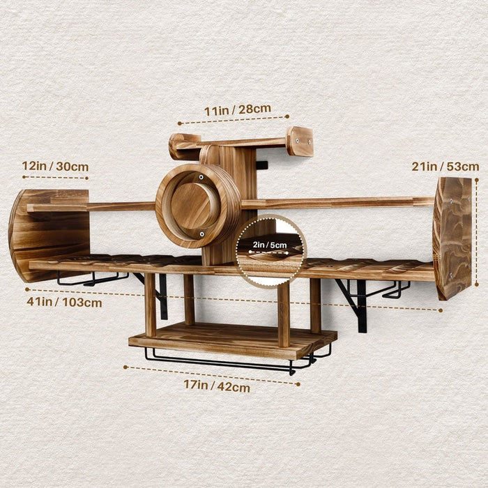 Yorbay Holz - Weinregal in Flugzeug - Design für die Wandmontage - D04 - 5 - Yorbay.de