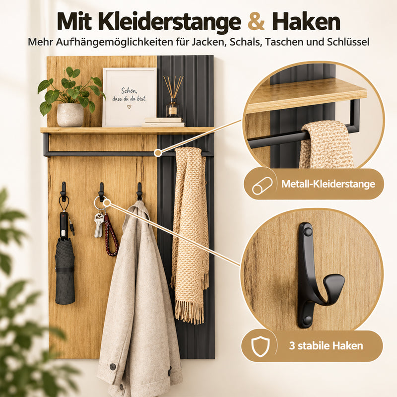Yorbay Wandgarderobe mit Ablage und Kleiderstange