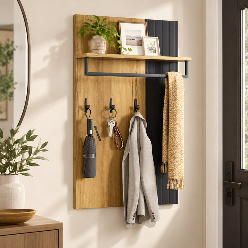 Yorbay Wandgarderobe mit Ablage und Kleiderstange