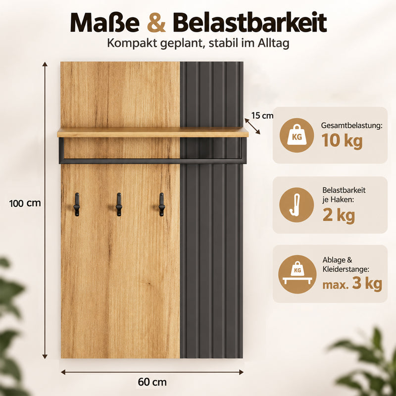 Yorbay Wandgarderobe mit Ablage und Kleiderstange