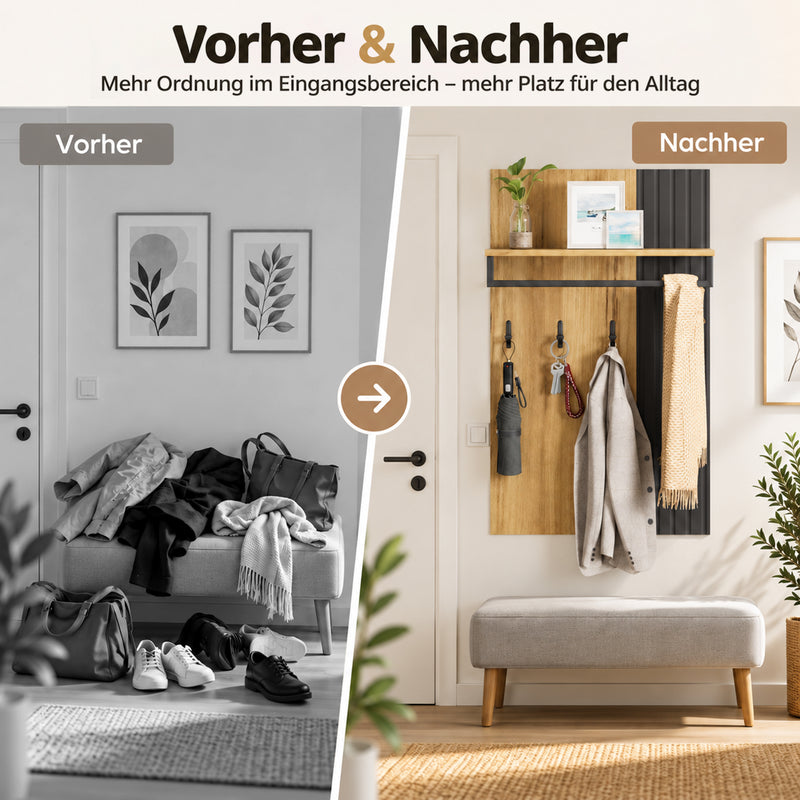 Yorbay Wandgarderobe mit Ablage und Kleiderstange