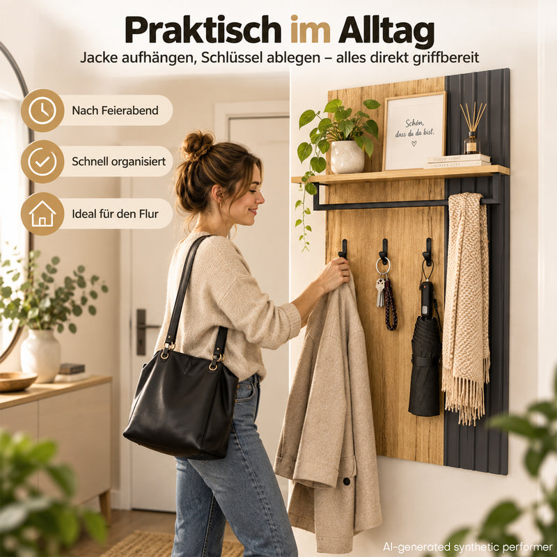 Yorbay Wandgarderobe mit Ablage und Kleiderstange