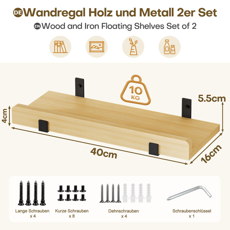 Yorbay Wandregal 2er Set, Breite 40 cm - YB116-T083 - 3 - Yorbay.de