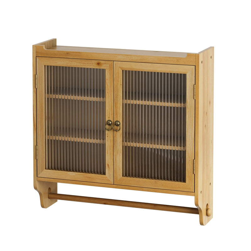 Vintage Wandschrank mit Glastüren und Handtuchhalter, 63 x 60 x 18 cm - YB - W2552P246672 - 15 - Yorbay.de