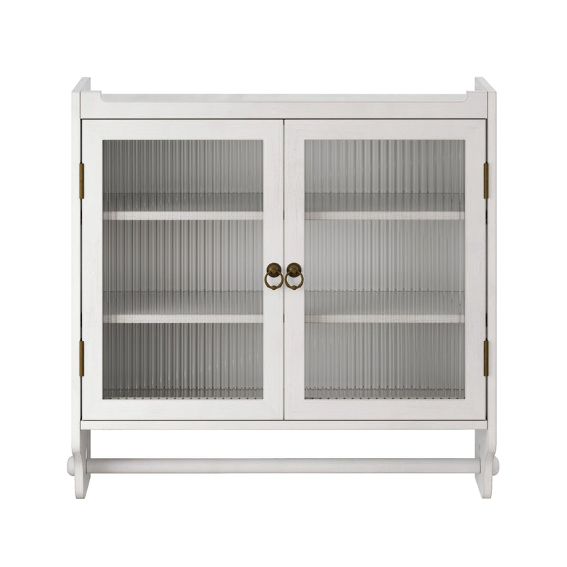 Vintage Wandschrank mit Glastüren und Handtuchhalter, 63 x 60 x 18 cm - YB - W2552P291568 - 17 - Yorbay.de