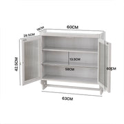 Vintage Wandschrank mit Glastüren und Handtuchhalter, 63 x 60 x 18 cm - YB - W2552P291568 - 19 - Yorbay.de