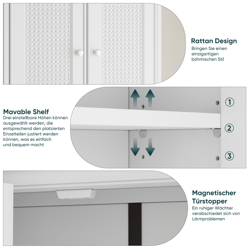 Wandmontierter Badezimmerschrank mit Korbtüren - YB - W3180P271282 - 5 - Yorbay.de