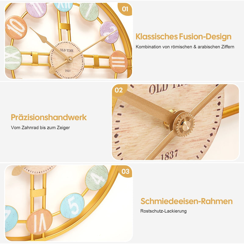 Yorbay Wanduhr aus Metall, 40x40cm / 60x60cm - YB044 - W012 - 4 - Yorbay.de