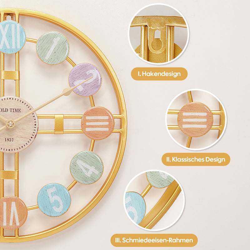 Yorbay Wanduhr aus Metall, 40x40cm / 60x60cm - YB044 - W012 - 5 - Yorbay.de