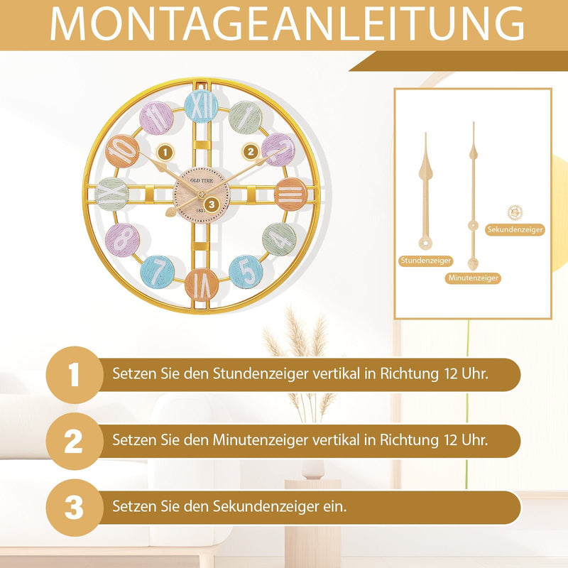 Yorbay Wanduhr aus Metall, 40x40cm / 60x60cm - YB044 - W012 - 7 - Yorbay.de