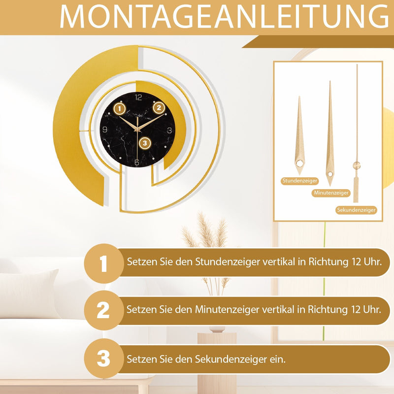 Yorbay Wanduhr aus Metall, 46x46cm - YB003 - W009 - 7 - Yorbay.de