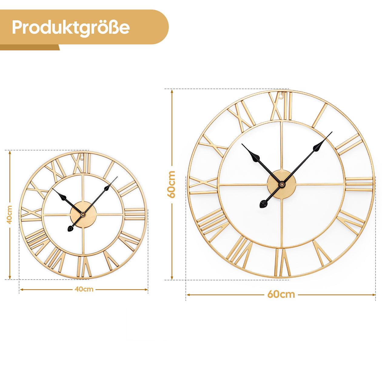 Yorbay Vintage Wanduhr aus Metall Gold - YB003-W005 - 5 - Yorbay.de