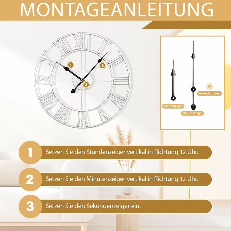Yorbay Vintage Wanduhr aus Metall mit römischen Ziffern - 17 - Yorbay.de