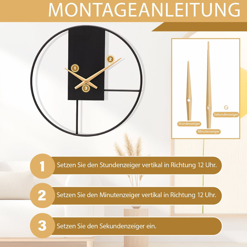 Yorbay Wanduhr aus Metall, 40x40cm / 50x50cm - YB003 - W010 - 7 - Yorbay.de