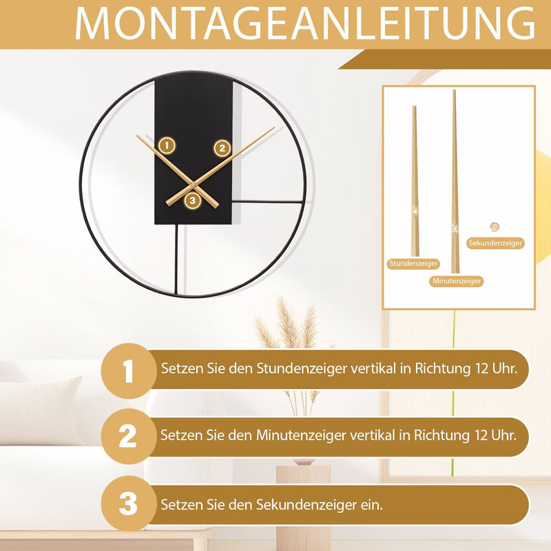 Yorbay Wanduhr aus Metall, 40x40cm / 50x50cm - YB003 - W011 - 16 - Yorbay.de