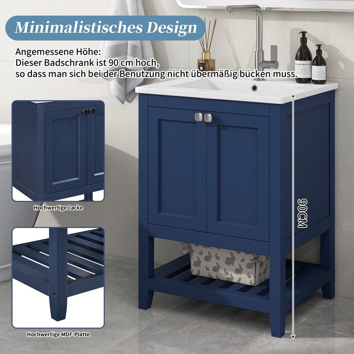 Einzel Waschtisch mit Unterschrank 60cm mit Keramik - Waschbecken - YB - LY316593AAB - 21 - Yorbay.de