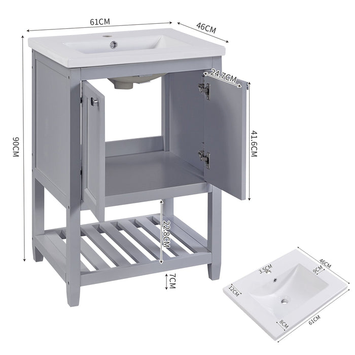 Einzel Waschtisch mit Unterschrank 60cm mit Keramik - Waschbecken - YB - LY316593AAA - 8 - Yorbay.de