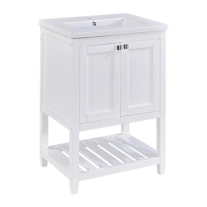 Einzel Waschtisch mit Unterschrank 60cm mit Keramik - Waschbecken - YB - LY316593AAA - 1 - Yorbay.de