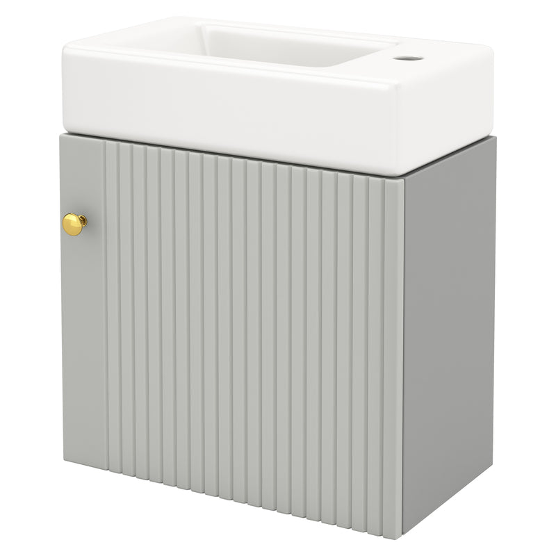 Hängender Waschtischunterschrank 46 cm mit Keramik - Waschbecken - YB - N656P240831E - 1 - Yorbay.de