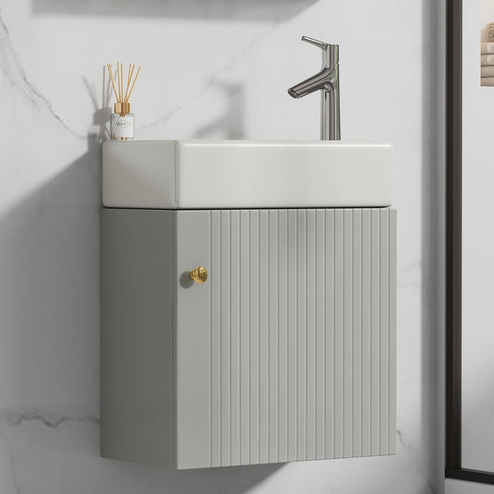 Hängender Waschtischunterschrank 46 cm mit Keramik - Waschbecken - YB - N656P240831E - 7 - Yorbay.de