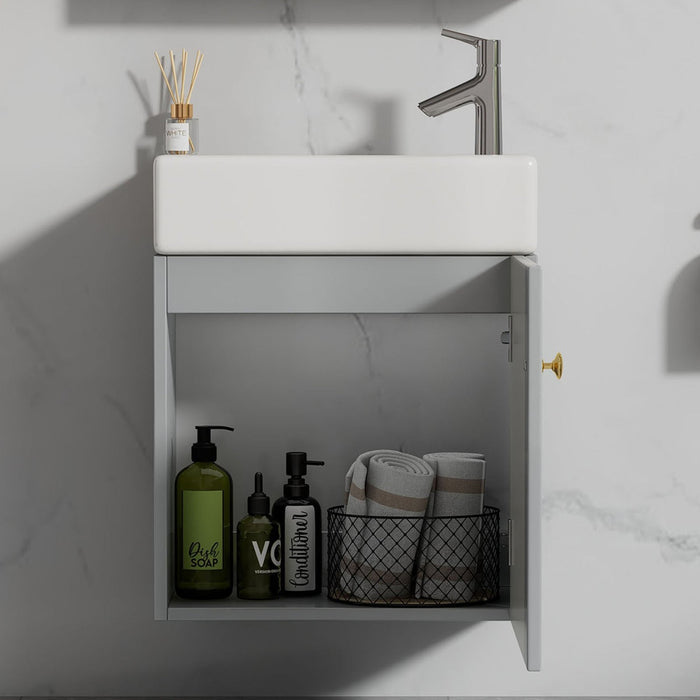 Hängender Waschtischunterschrank 46 cm mit Keramik - Waschbecken - YB - N656P240831E - 4 - Yorbay.de