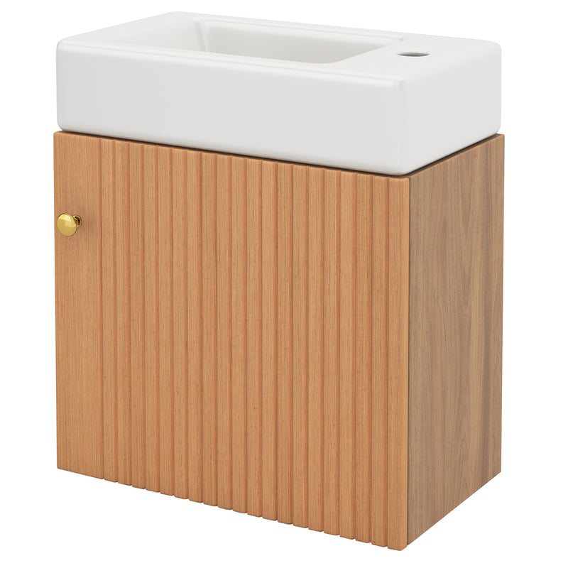 Hängender Waschtischunterschrank 46 cm mit Keramik - Waschbecken - YB - N656P240831A - 8 - Yorbay.de