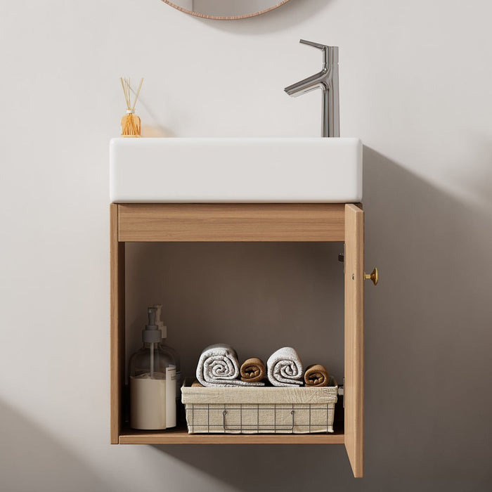 Hängender Waschtischunterschrank 46 cm mit Keramik - Waschbecken - YB - N656P240831A - 11 - Yorbay.de