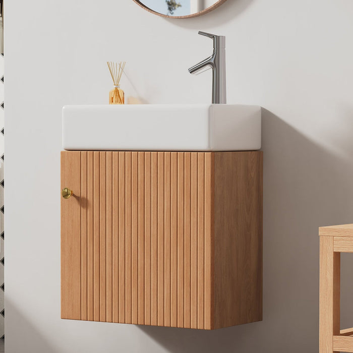 Hängender Waschtischunterschrank 46 cm mit Keramik - Waschbecken - YB - N656P240831A - 14 - Yorbay.de