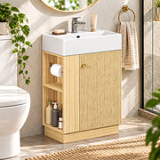 Yorbay Waschbeckenunterschrank mit Keramikbecken, Stauraum und Toilettenpapierhalter - YW032-D106 - 16 - Yorbay.de