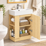 Yorbay Waschbeckenunterschrank mit Keramikbecken, Stauraum und Toilettenpapierhalter - YW032-D106 - 11 - Yorbay.de