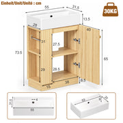 Yorbay Waschbeckenunterschrank mit Keramikbecken, Stauraum und Toilettenpapierhalter - YW032-D106 - 12 - Yorbay.de