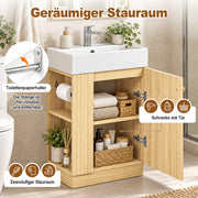 Yorbay Waschbeckenunterschrank mit Keramikbecken, Stauraum und Toilettenpapierhalter - YW032-D106 - 13 - Yorbay.de