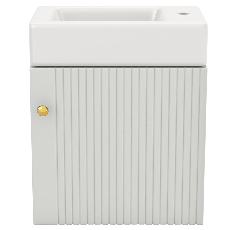 Hängender Waschtischunterschrank 46 cm mit Keramik - Waschbecken - YB - N656P240831K - 16 - Yorbay.de