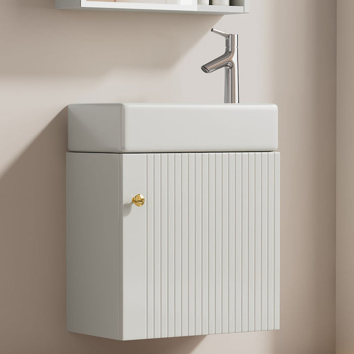 Hängender Waschtischunterschrank 46 cm mit Keramik - Waschbecken - YB - N656P240831K - 23 - Yorbay.de