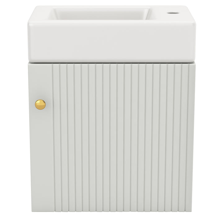 Hängender Waschtischunterschrank 46 cm mit Keramik - Waschbecken - YB - N656P240831K - 16 - Yorbay.de