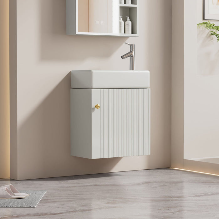 Hängender Waschtischunterschrank 46 cm mit Keramik - Waschbecken - YB - N656P240831K - 17 - Yorbay.de