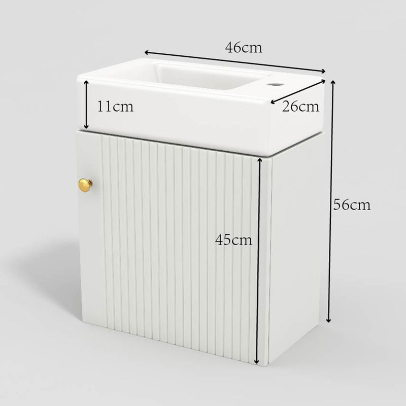 Hängender Waschtischunterschrank 46 cm mit Keramik - Waschbecken - YB - N656P240831K - 18 - Yorbay.de