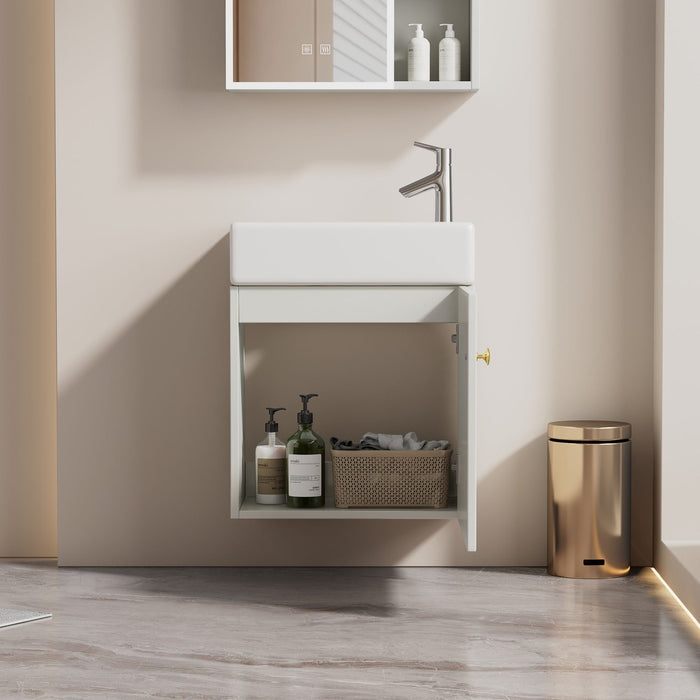 Hängender Waschtischunterschrank 46 cm mit Keramik - Waschbecken - YB - N656P240831K - 20 - Yorbay.de