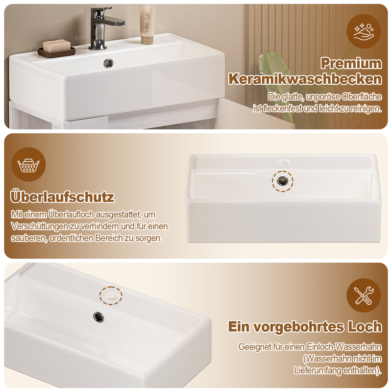 Yorbay Waschbeckenunterschrank mit Keramikbecken, Stauraum und Toilettenpapierhalter - YW032-D105 - 6 - Yorbay.de