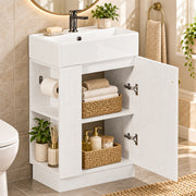Yorbay Waschbeckenunterschrank mit Keramikbecken, Stauraum und Toilettenpapierhalter - YW032-D105 - 8 - Yorbay.de