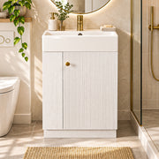 Yorbay Waschbeckenunterschrank mit Keramikbecken, Stauraum und Toilettenpapierhalter - YW032-D105 - 9 - Yorbay.de