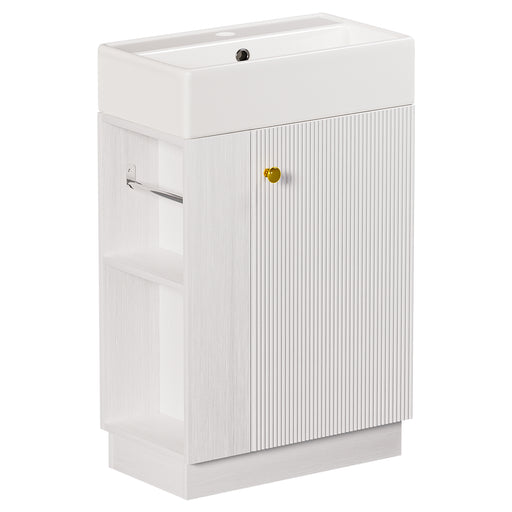 Yorbay Waschbeckenunterschrank mit Keramikbecken, Stauraum und Toilettenpapierhalter - YW032-D105 - 1 - Yorbay.de