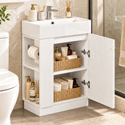 Yorbay Waschbeckenunterschrank mit Keramikbecken, Stauraum und Toilettenpapierhalter - YW032-D105 - 2 - Yorbay.de