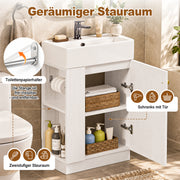 Yorbay Waschbeckenunterschrank mit Keramikbecken, Stauraum und Toilettenpapierhalter - YW032-D105 - 4 - Yorbay.de