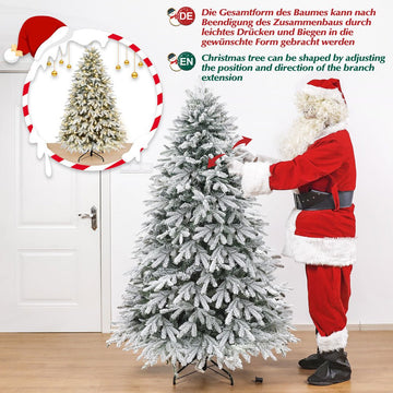 Künstlicher Weihnachtsbaum mit Schnee und warmweißen LED-Leuchten, 150 cm,  180 cm oder 210 cm — Yorbay.de